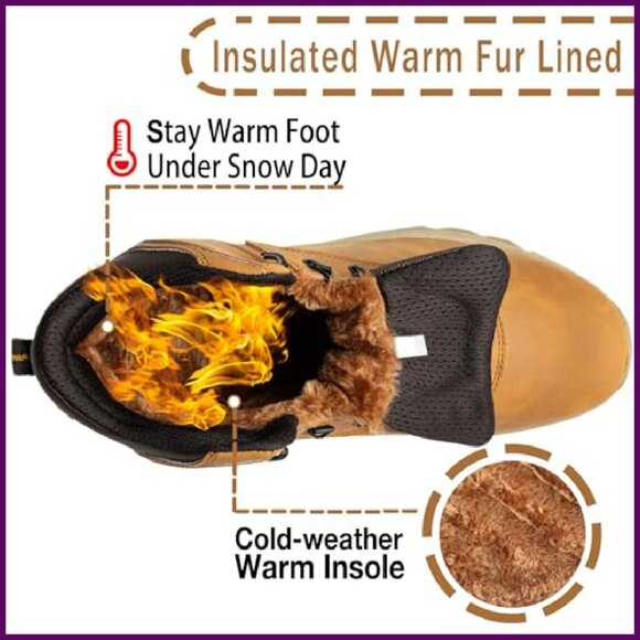 Men's Waterproof Insulated Winter Snow Boots Size 7-13.5 Anti-Slip Hiking - Picture 5 of 8